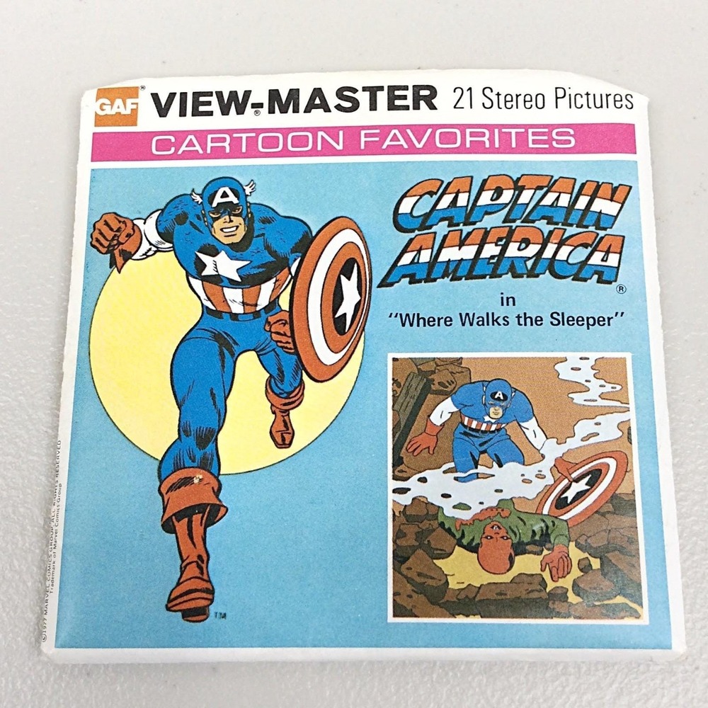 Vintage 1977 GAF View Master Marvel Captain America 3 Reel Set H43 Cartoon Faves